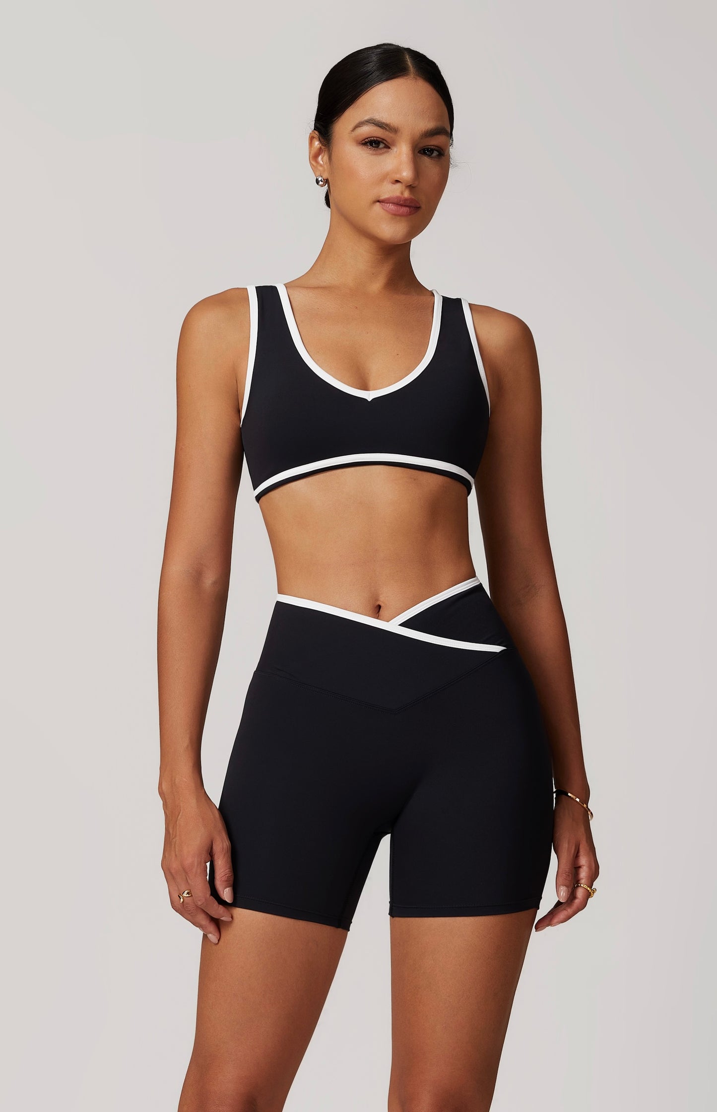 CrushU crossover high-waisted gym&yoga short set