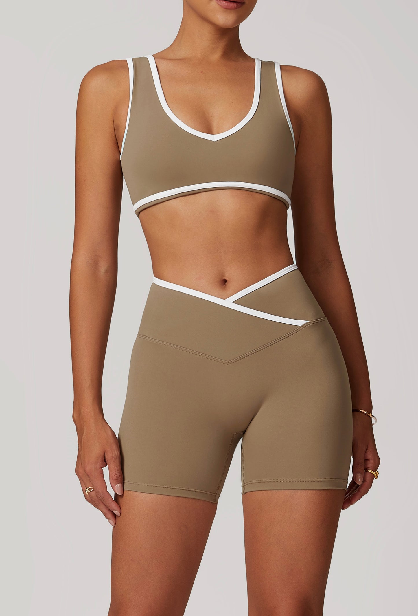 CrushU crossover high-waisted gym&yoga short set