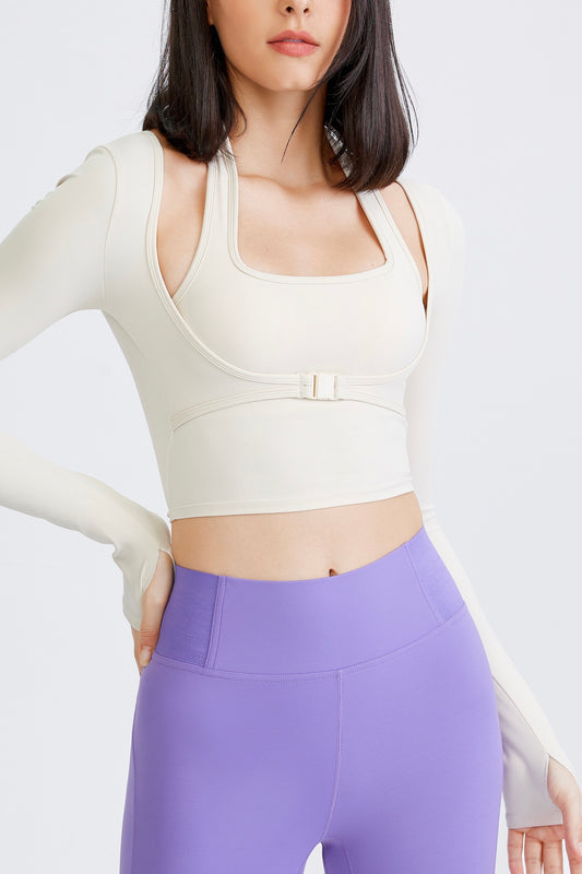 Two-piece halter neck yoga bra & mini cardigan set