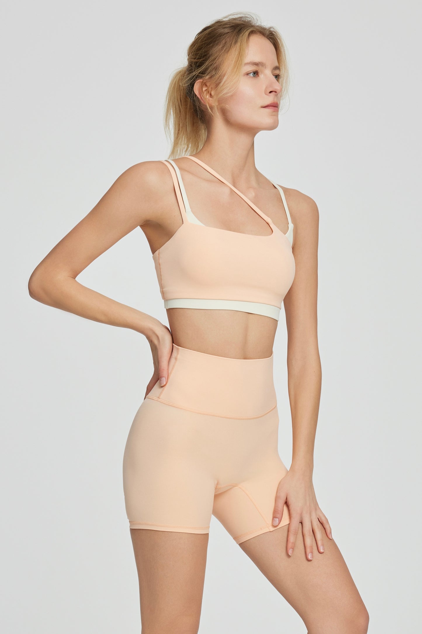 Slant Strap/Double Strap Yoga Bra & Short Set