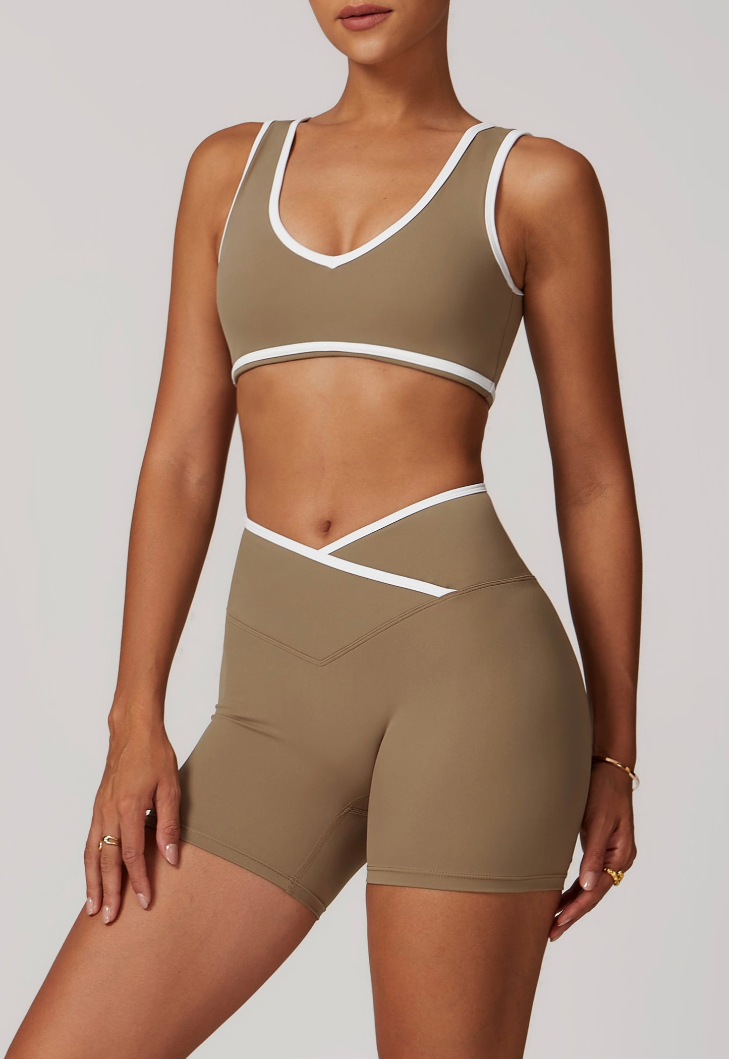 CrushU crossover high-waisted gym&yoga short set