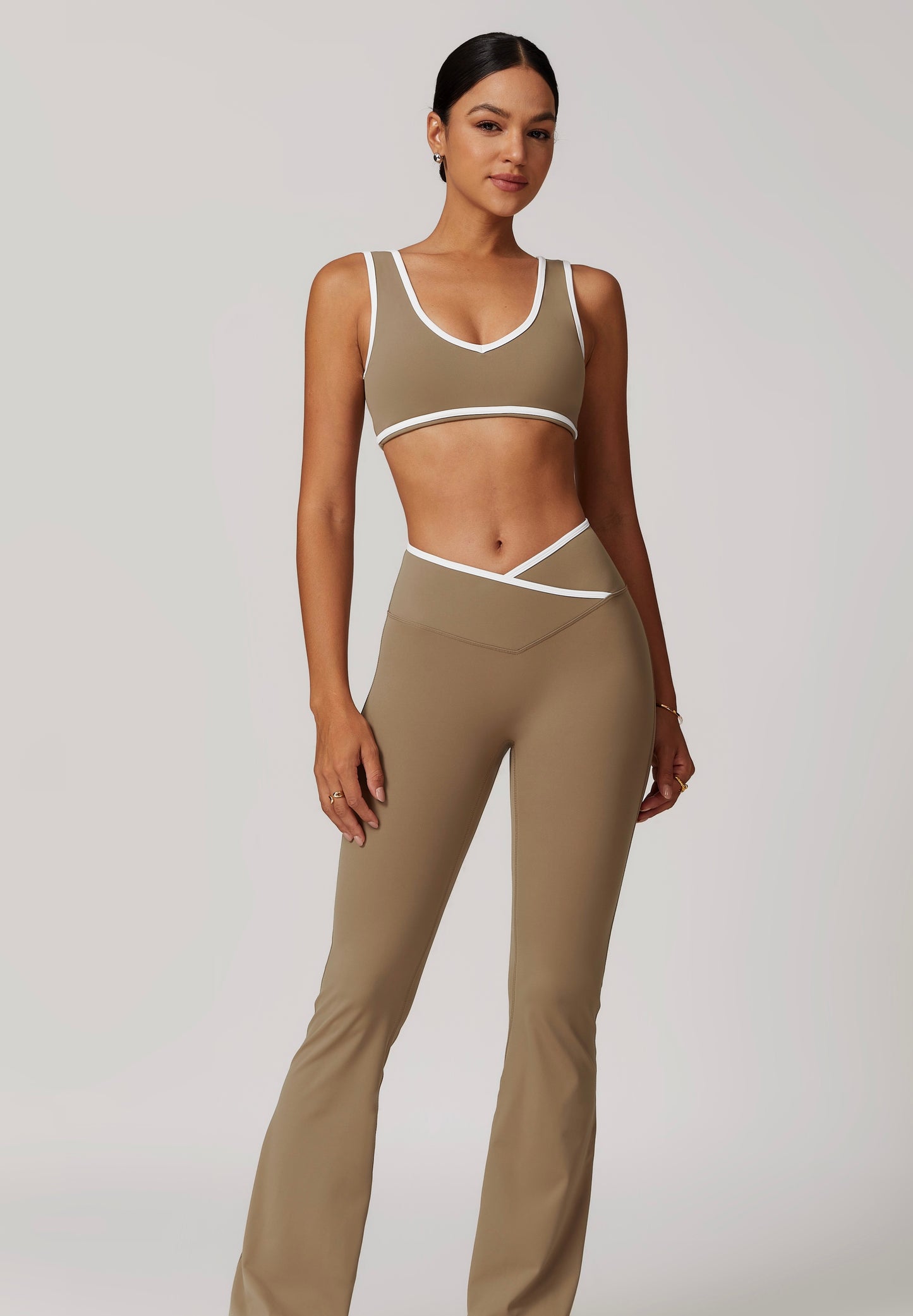 CrushU crossover high-waisted gym&yoga leggings set