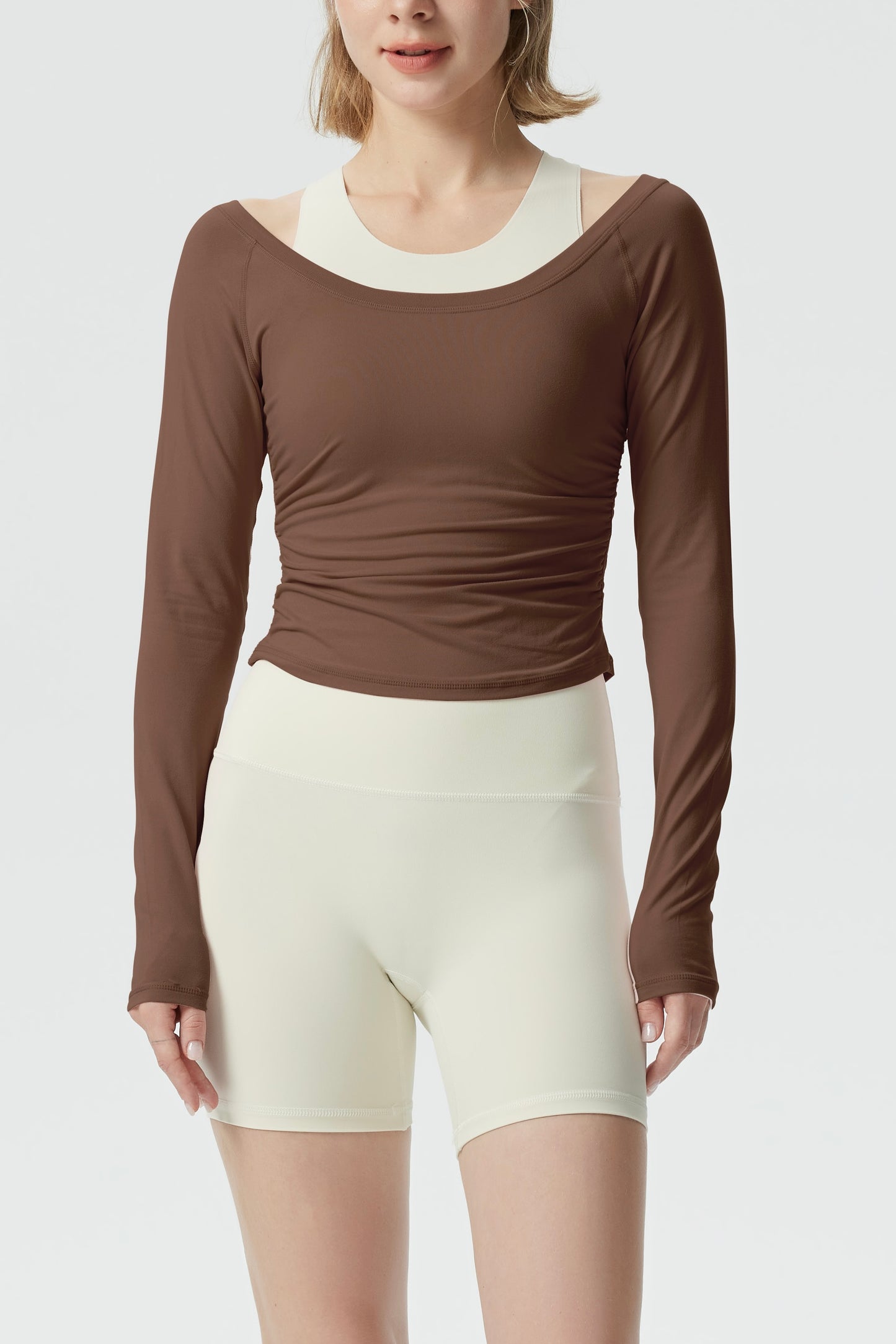 Cloudiness Skinny Tight YOGA Pleated Smock