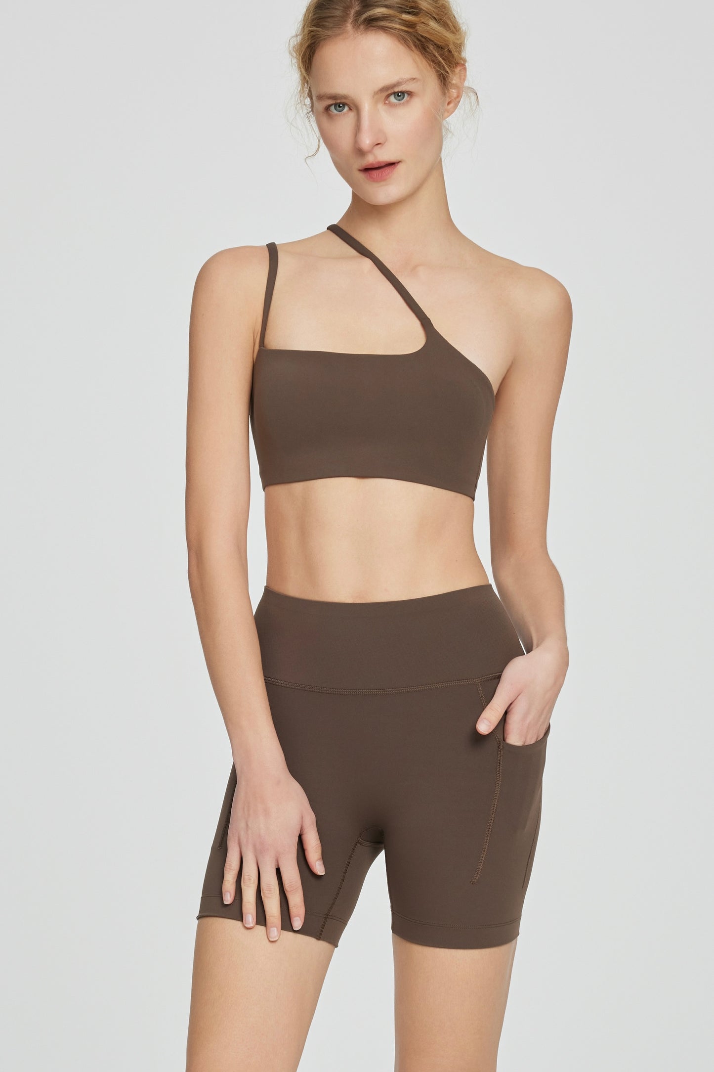 Slant Strap/Double Strap Yoga Bra & Short Set