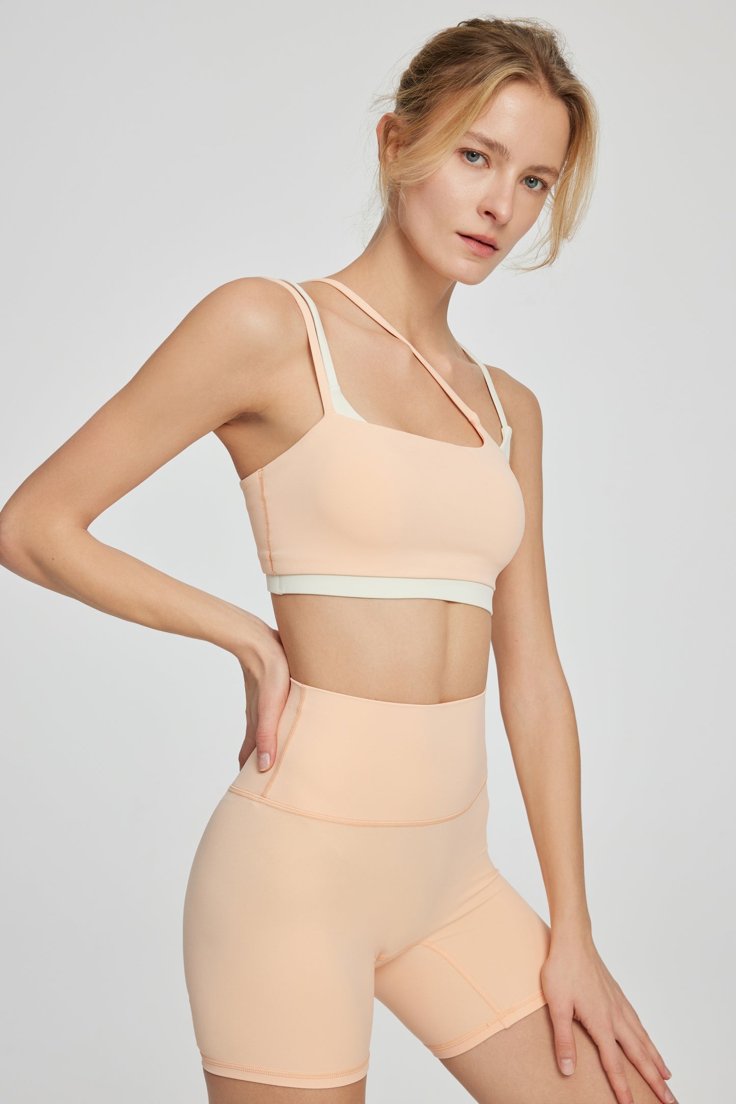 Slant Strap/Double Strap Yoga Bra & Short Set