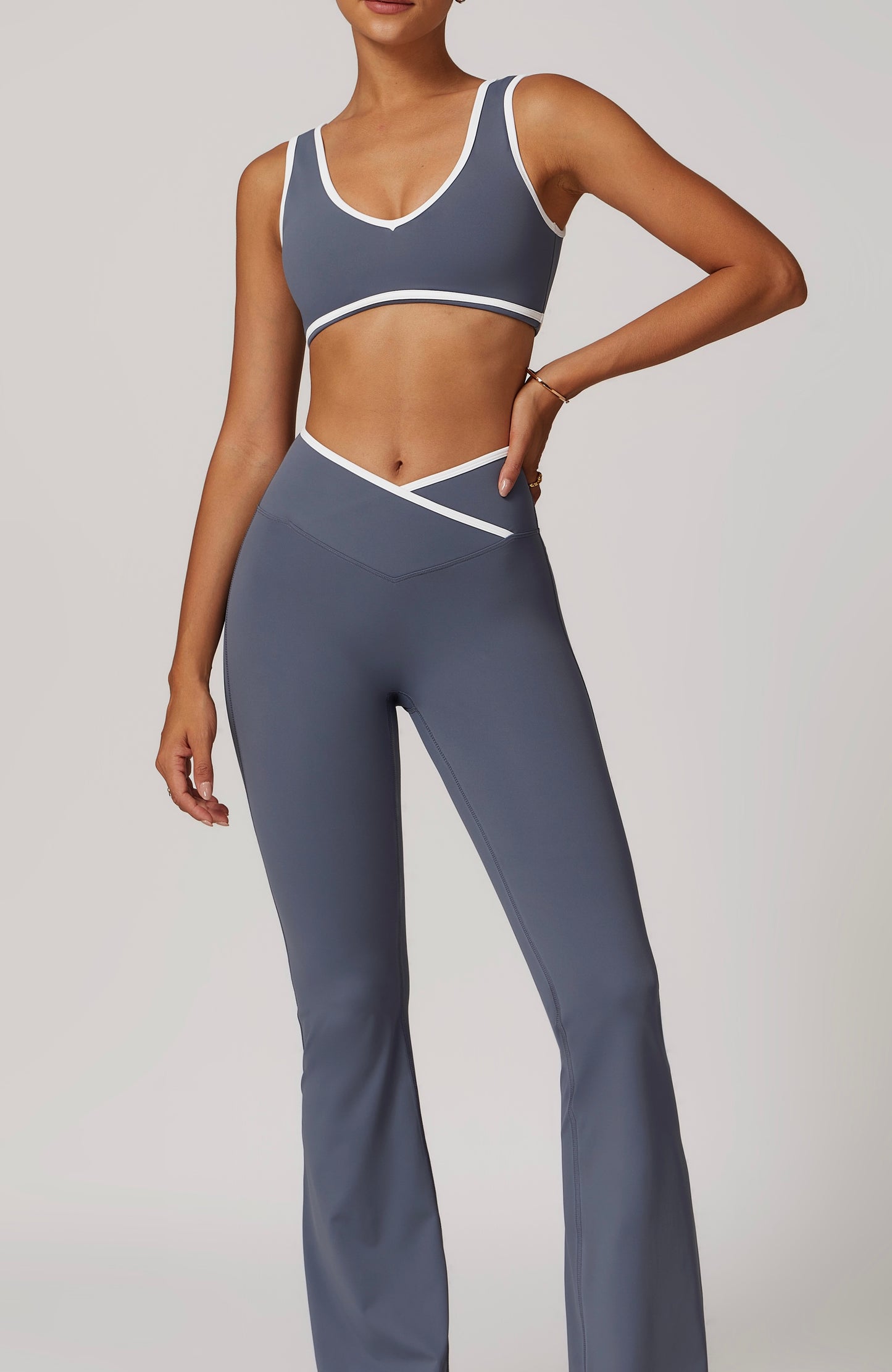 CrushU crossover high-waisted gym&yoga leggings set