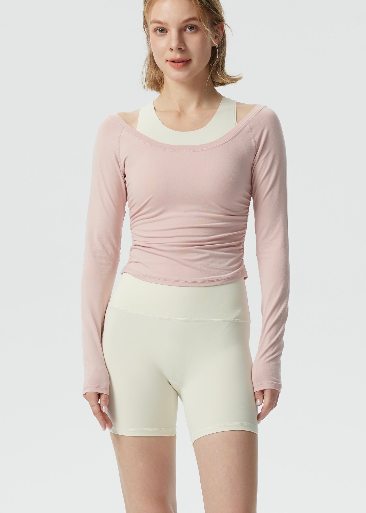 Cloudiness Skinny Tight YOGA Pleated Smock