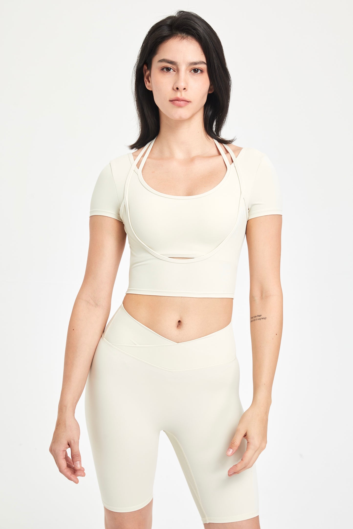 Lycra High Stretch Yoga Crossover TOP&SHORTS SET