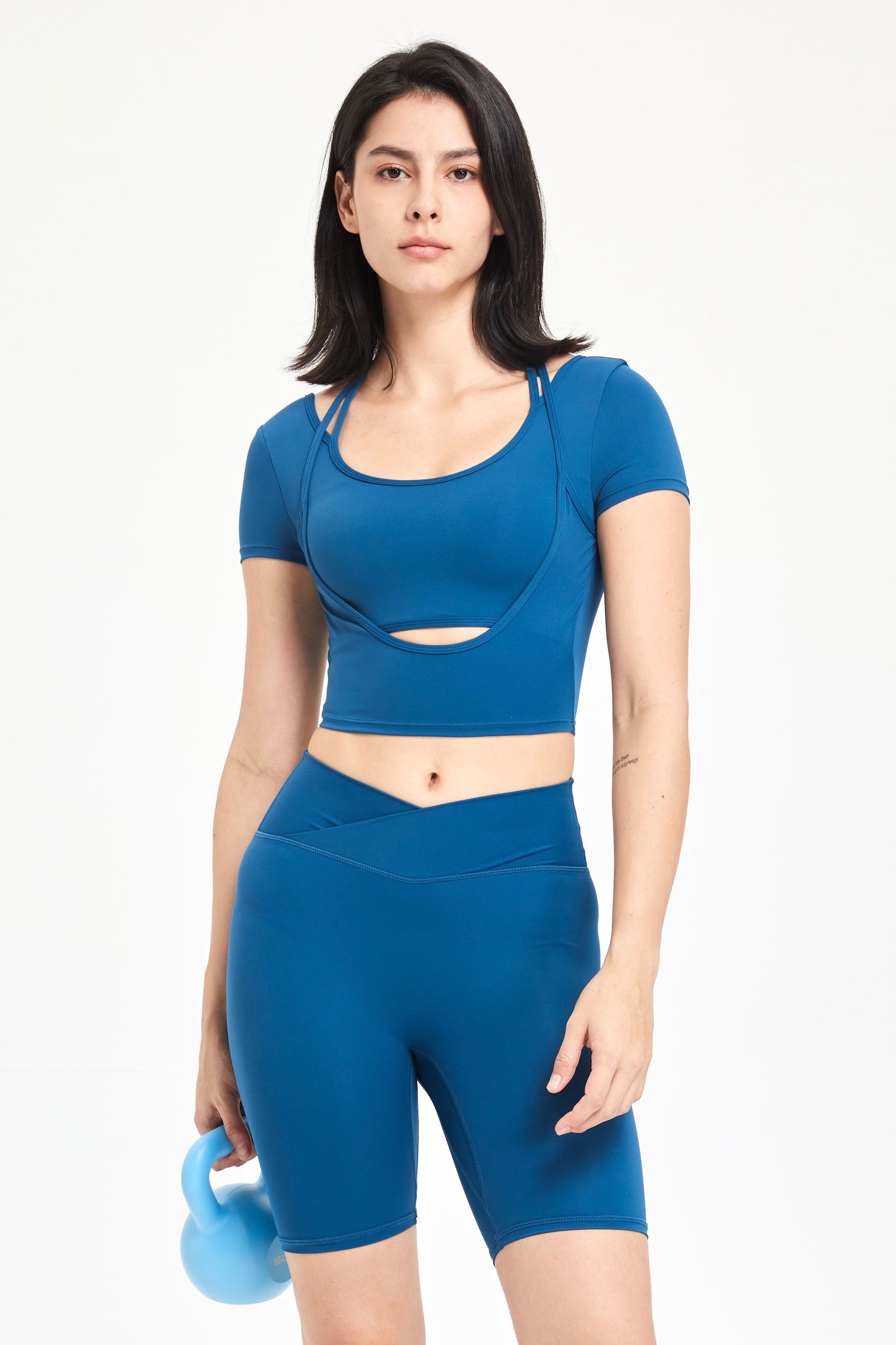 Lycra High Stretch Yoga Crossover TOP&SHORTS SET