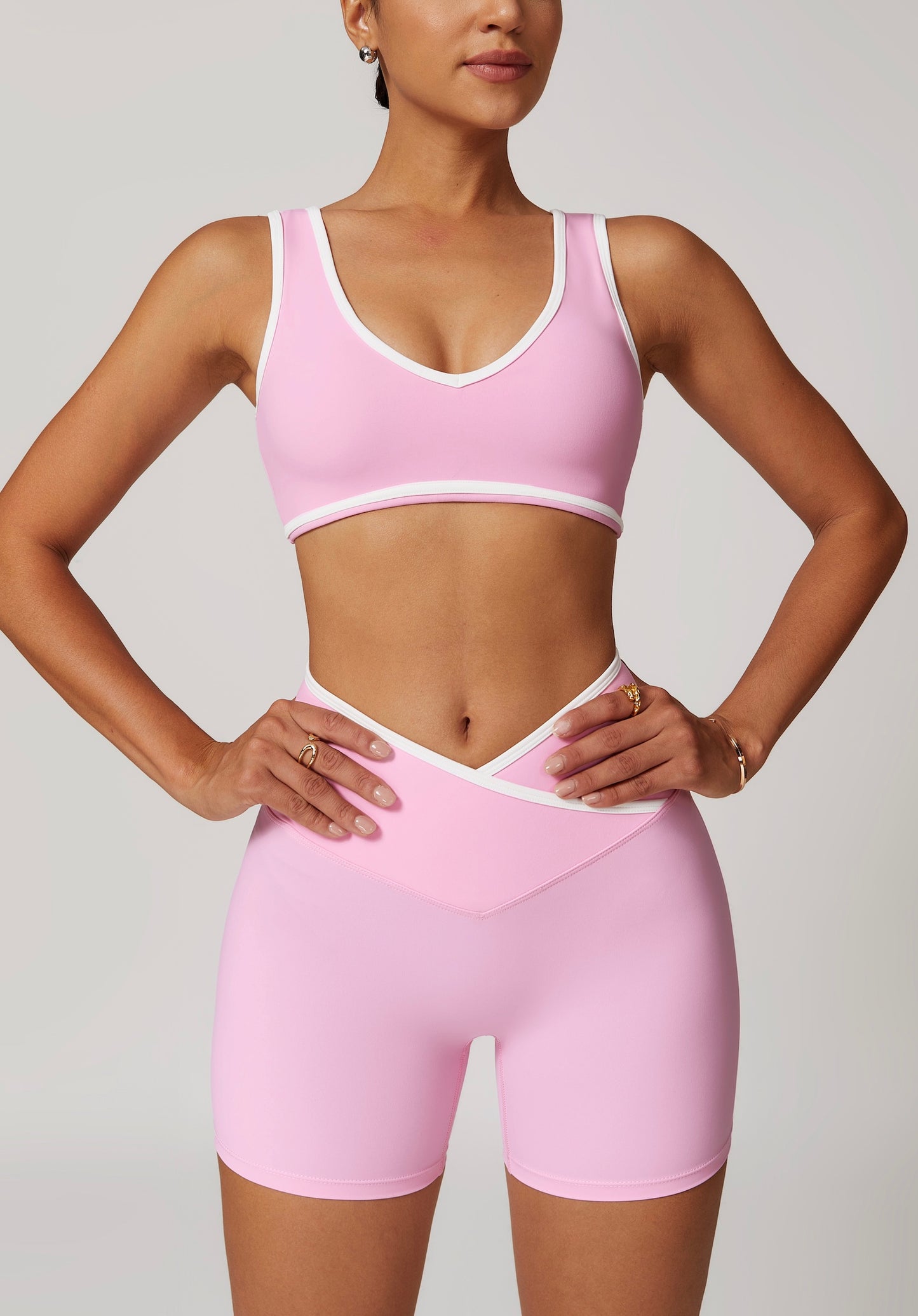 CrushU crossover high-waisted gym&yoga short set