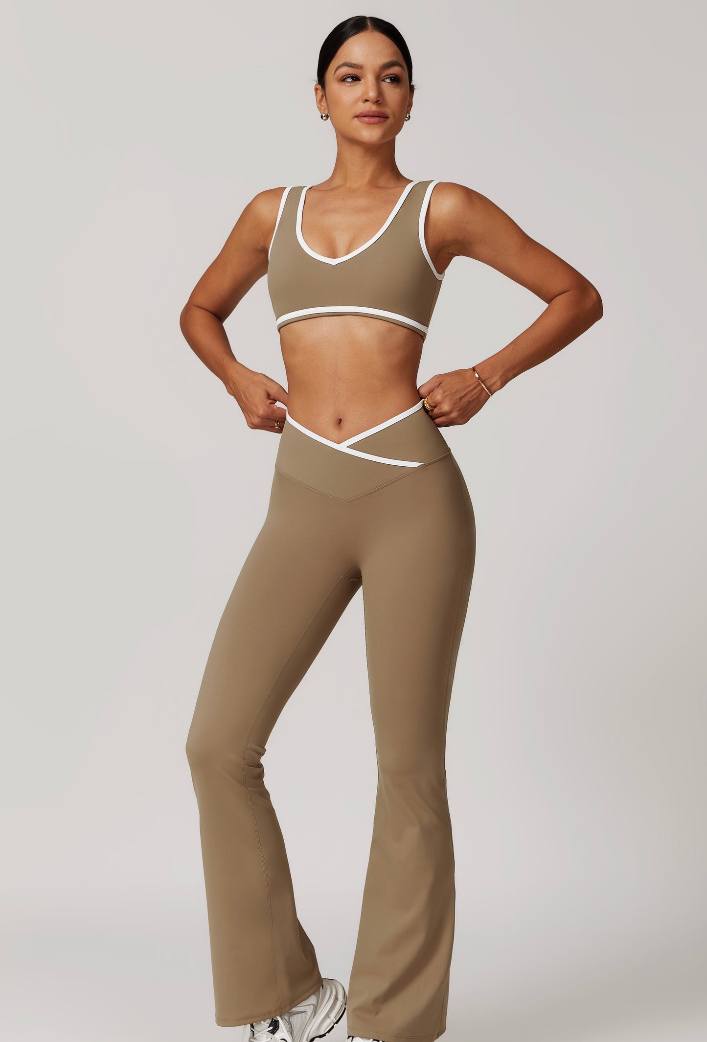 CrushU crossover high-waisted gym&yoga leggings set