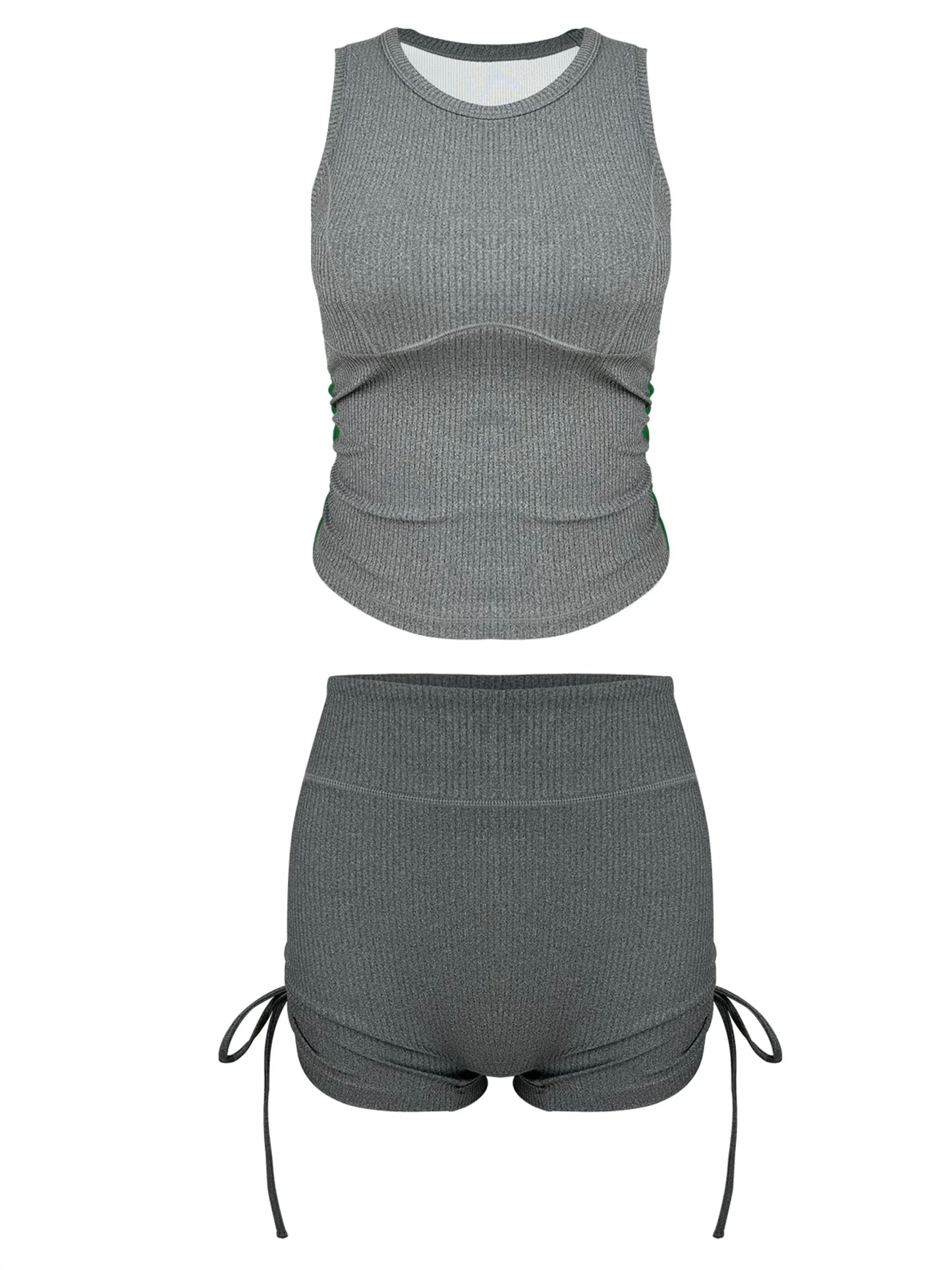 Chill Hemp Gray Yoga Drawstring Shorts Set