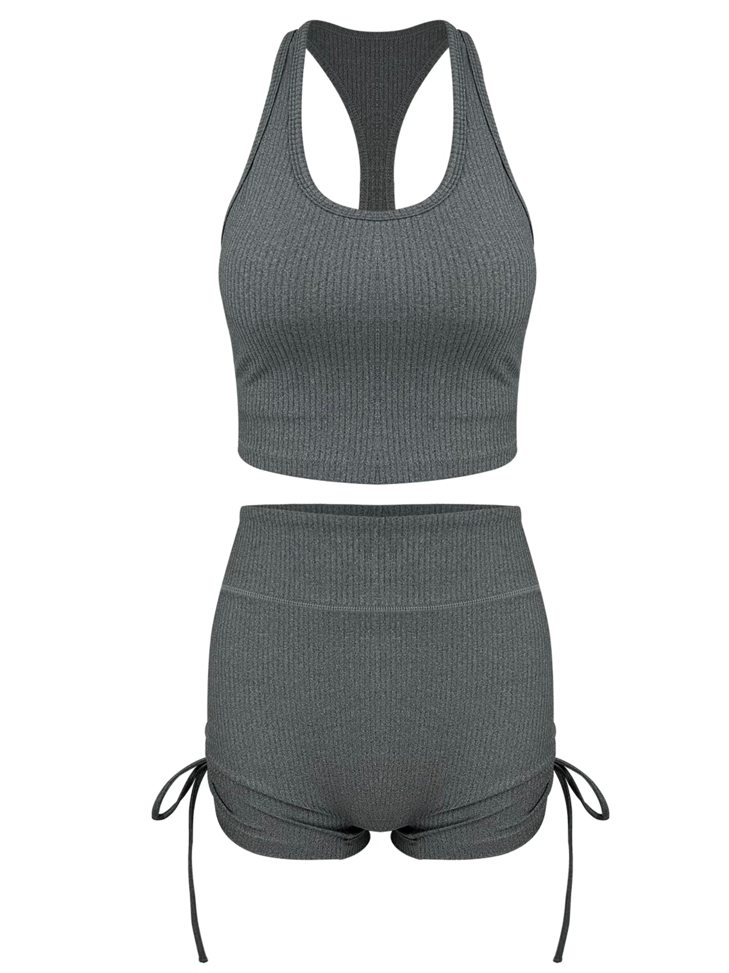 Chill Hemp Gray Yoga Drawstring Shorts Set