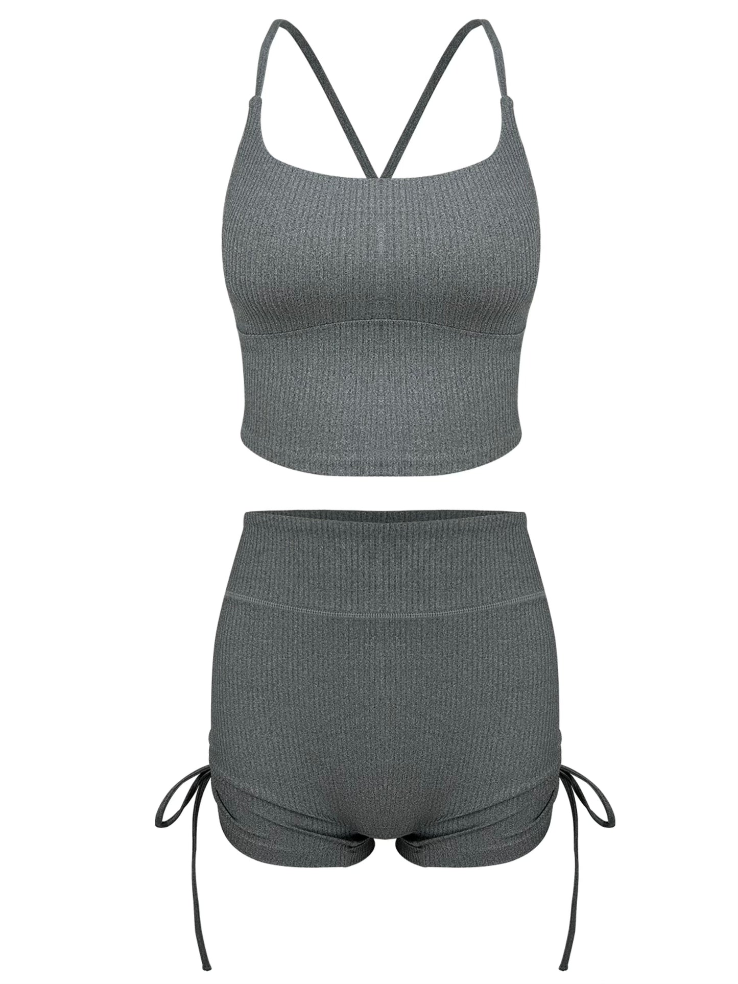 Chill Hemp Gray Yoga Drawstring Shorts Set