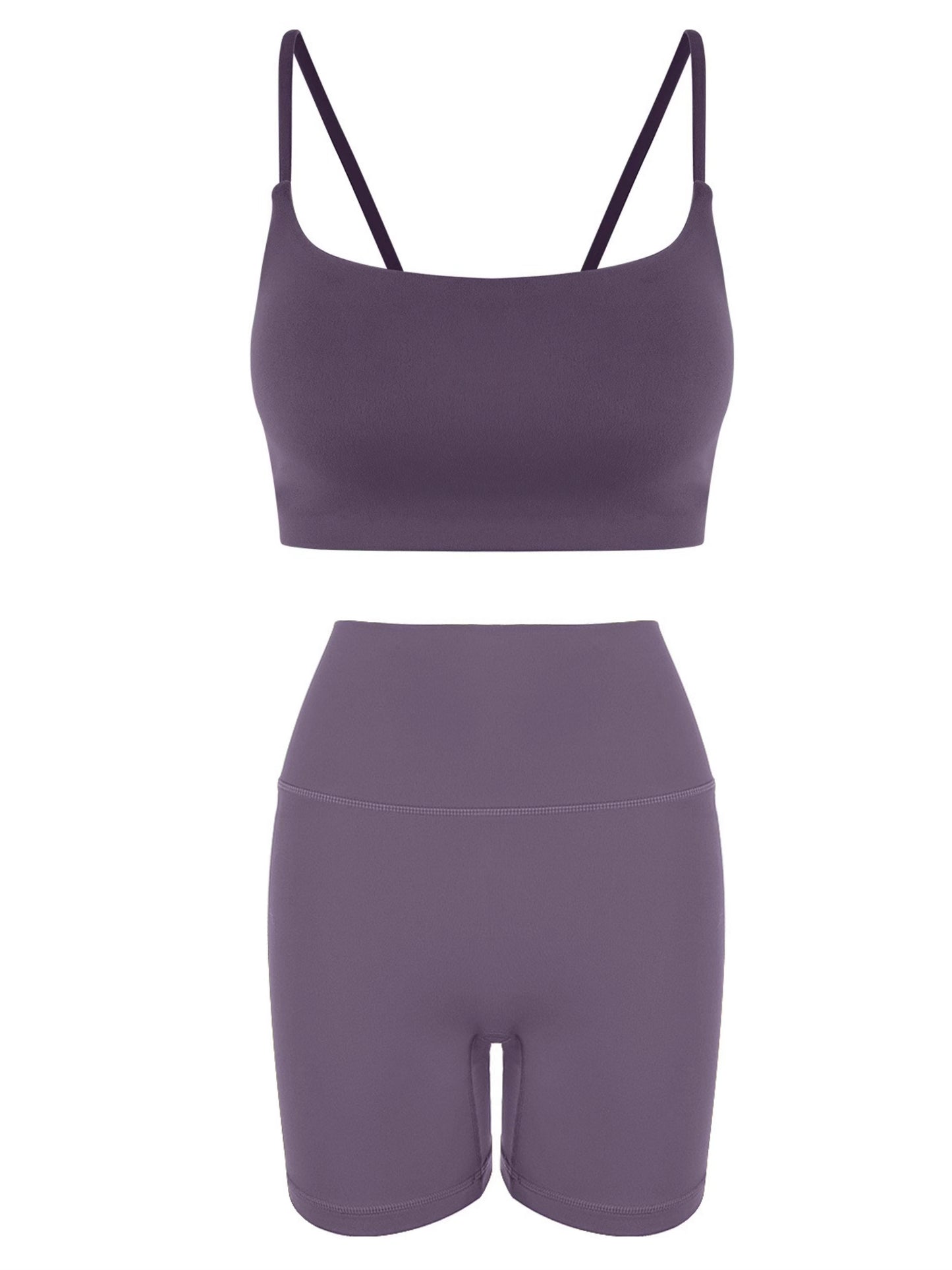 Slant Strap/Double Strap Yoga Bra & Short Set