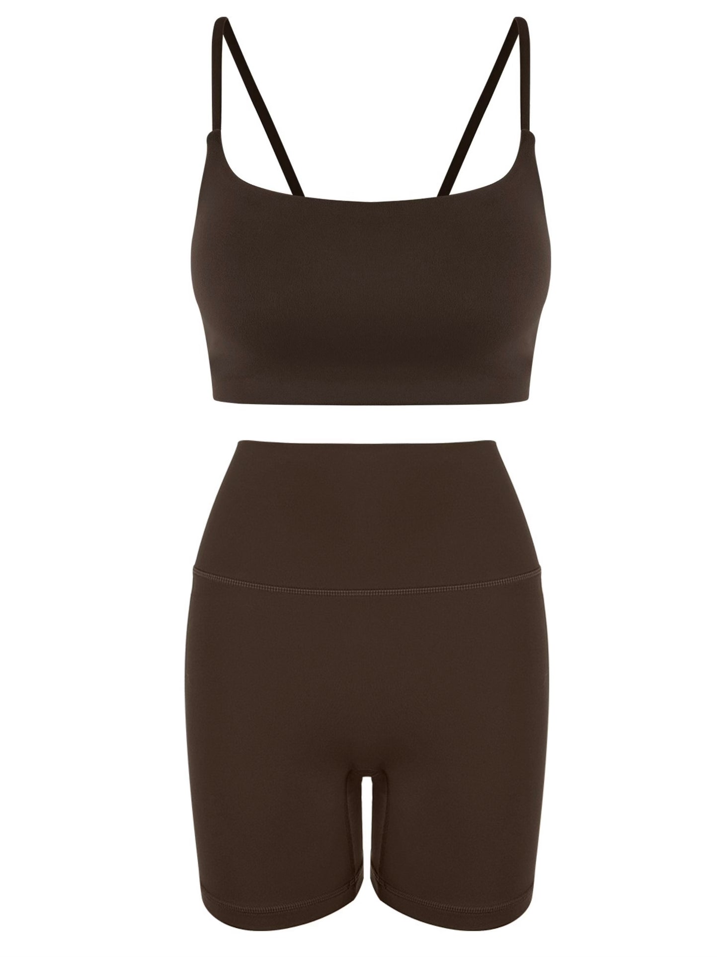 Slant Strap/Double Strap Yoga Bra & Short Set