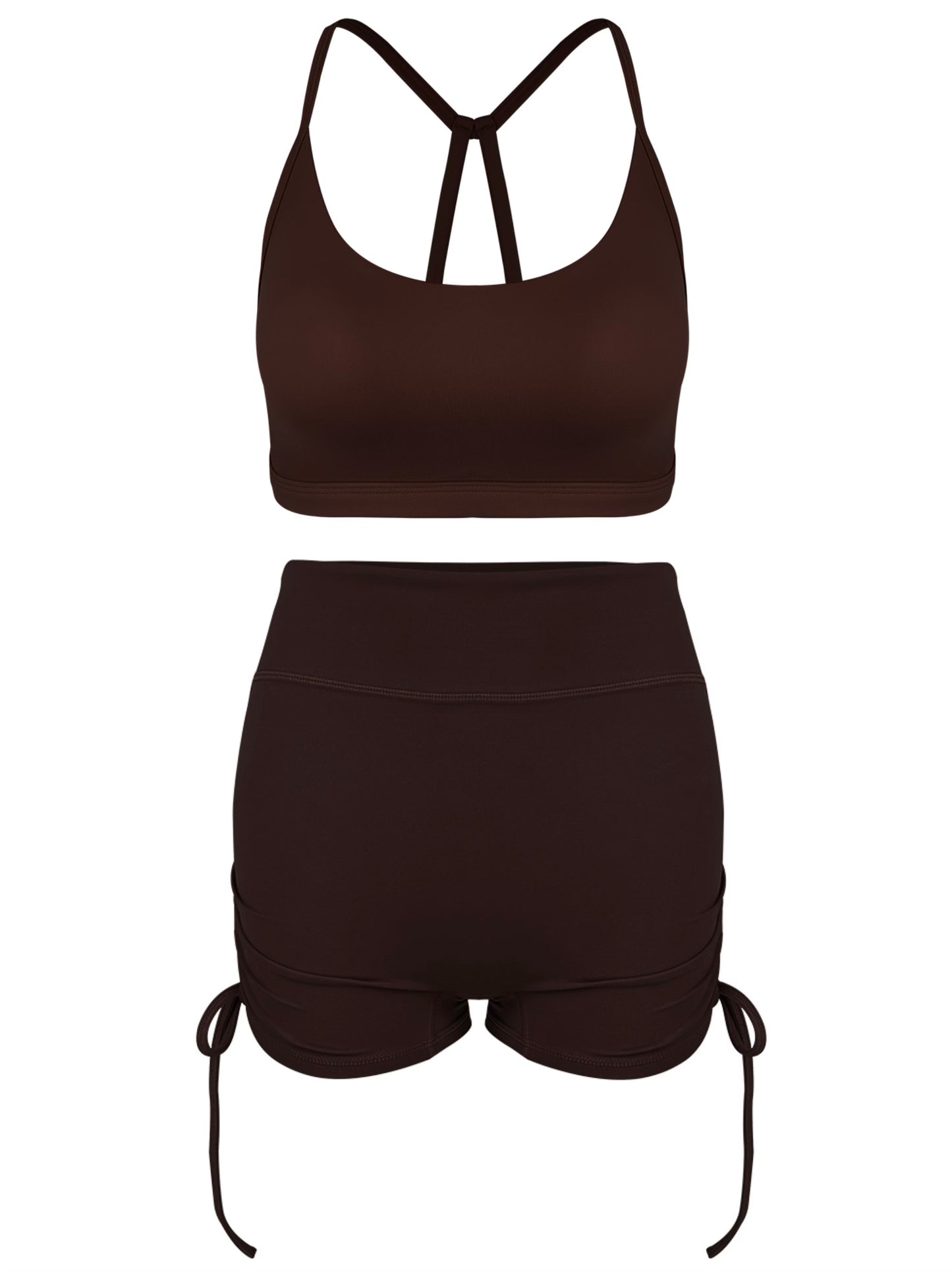 Cool-air Spaghetti Straps Cross Back Yoga Bra&Shorts Set