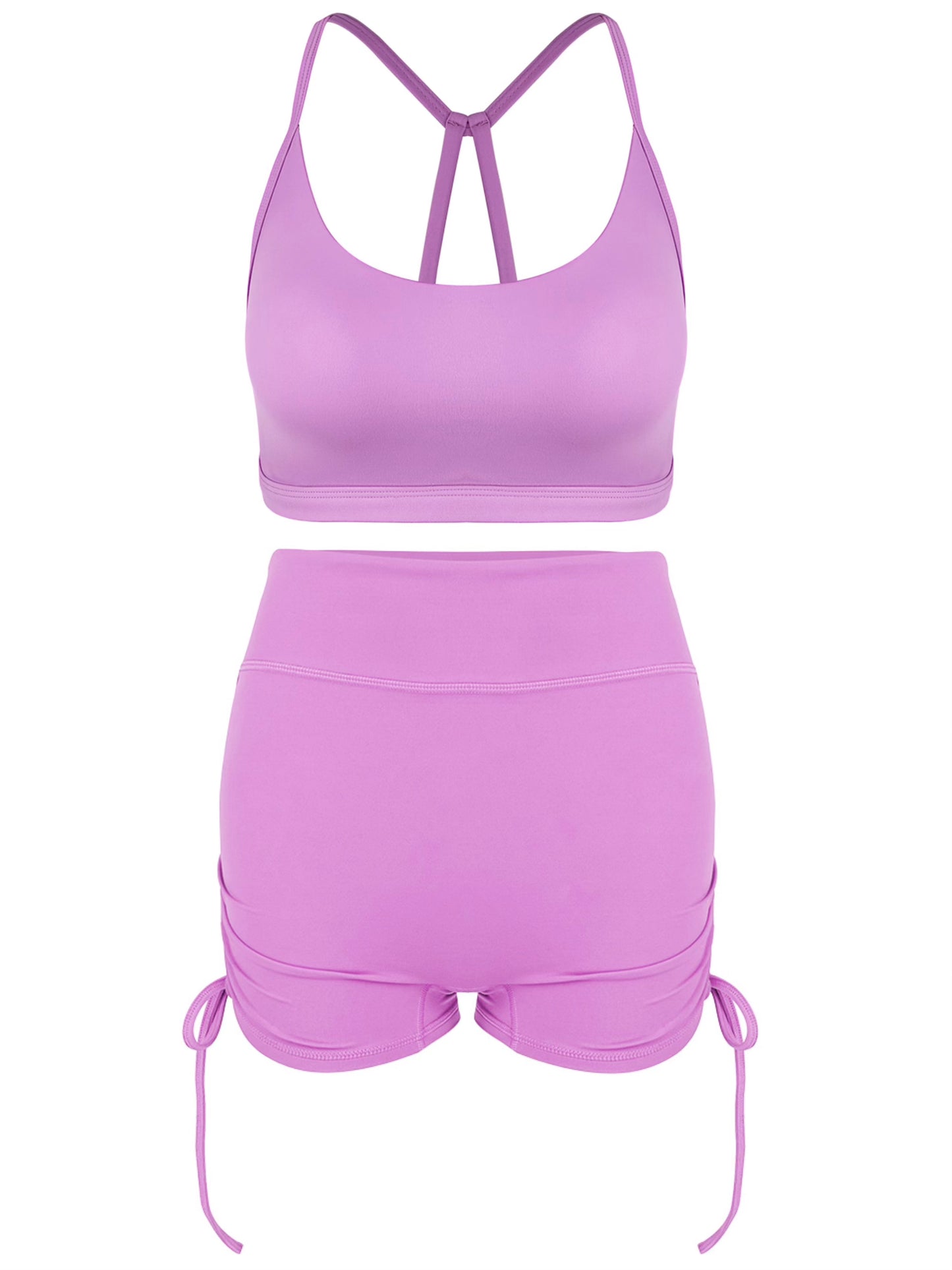 Cool-air Spaghetti Straps Cross Back Yoga Bra&Shorts Set