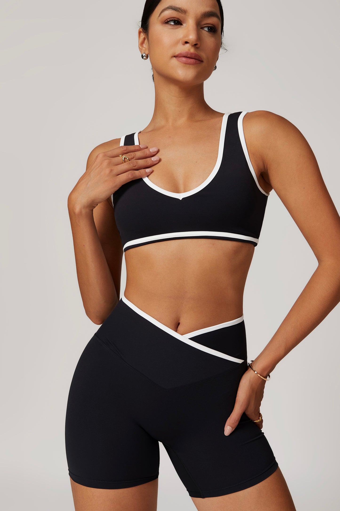 CrushU crossover high-waisted gym&yoga short set