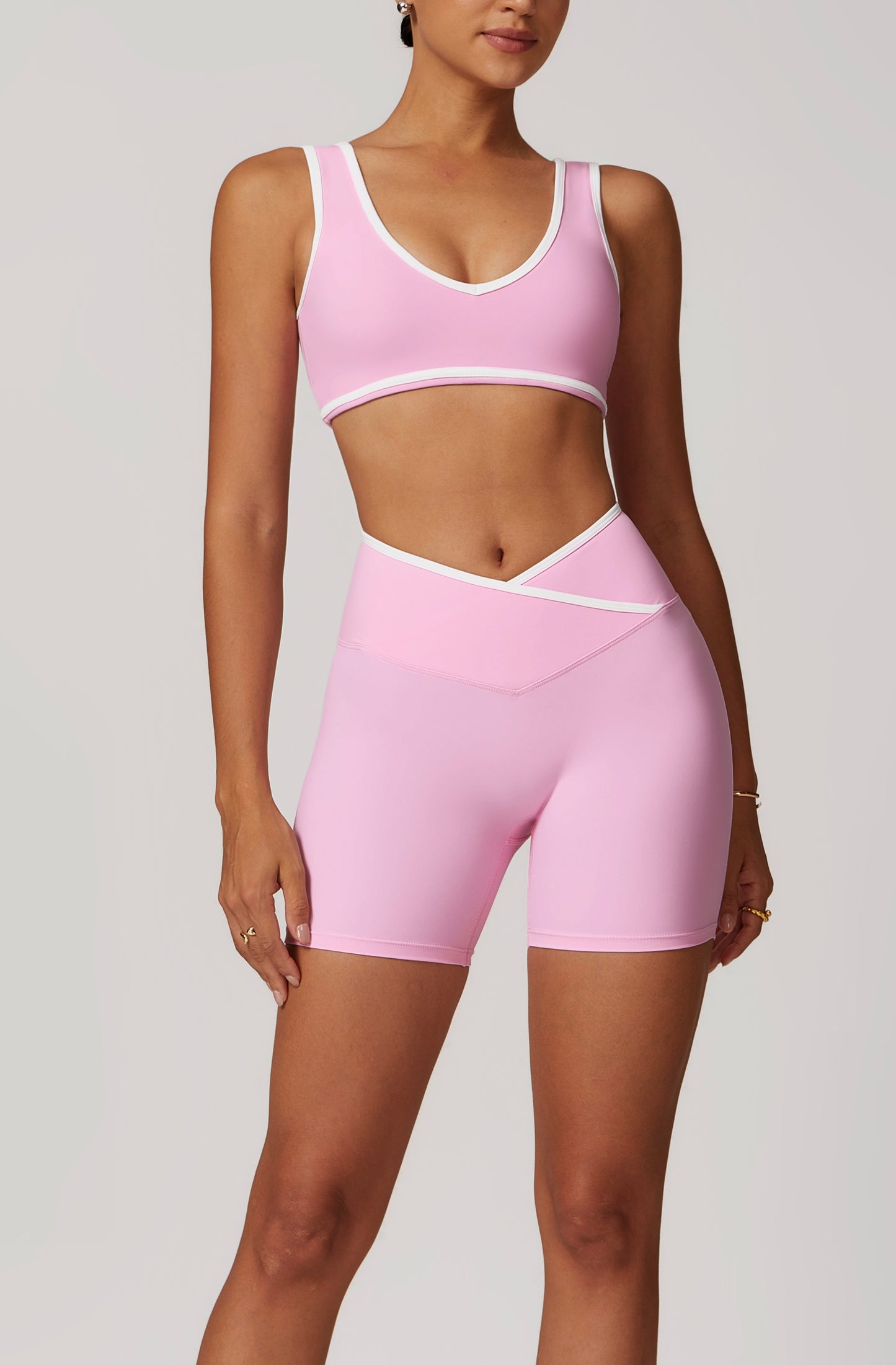 CrushU crossover high-waisted gym&yoga short set