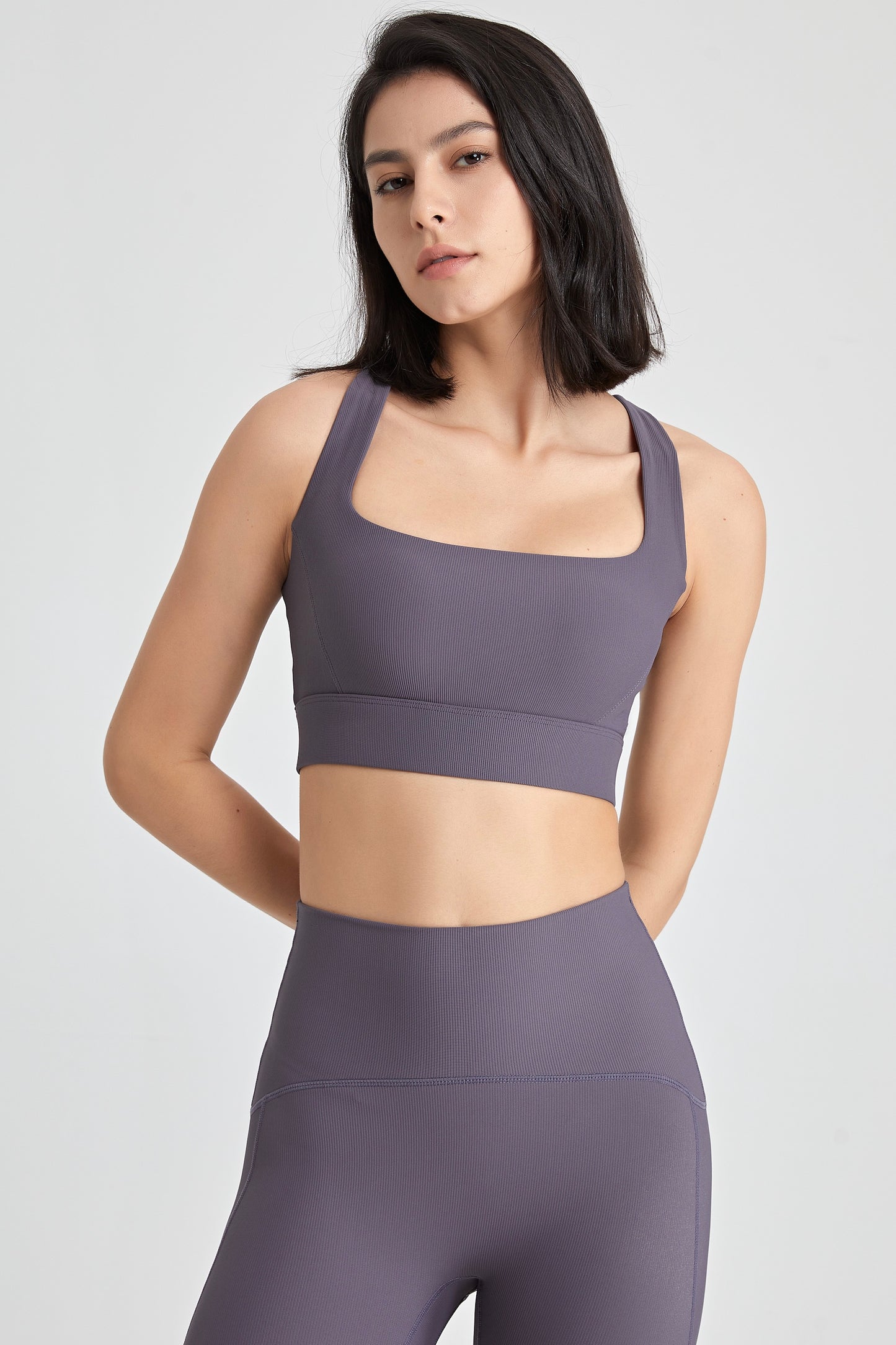 Crossover back u-neck shockproof yoga Bra for hot weather