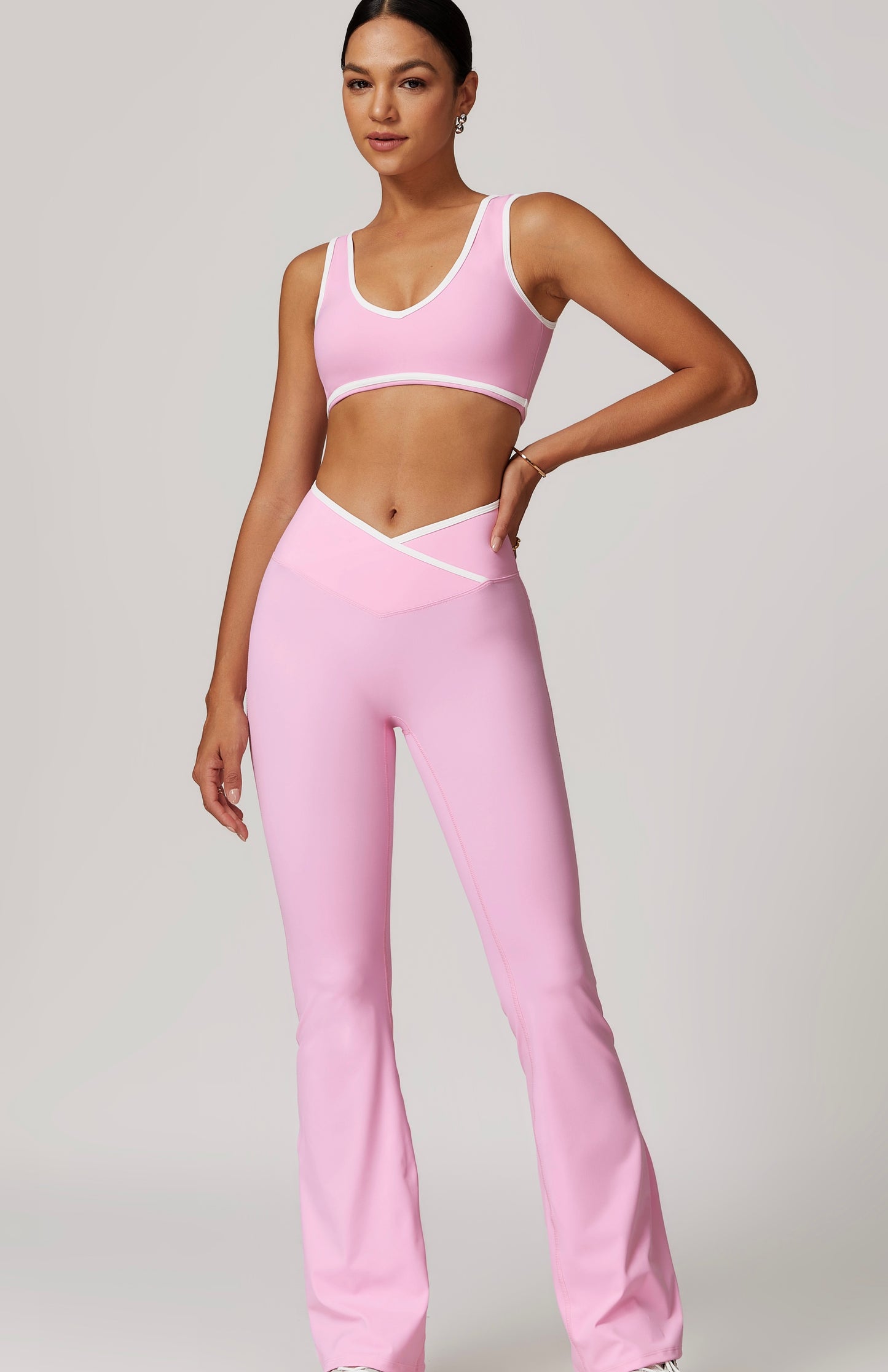 CrushU crossover high-waisted gym&yoga leggings set