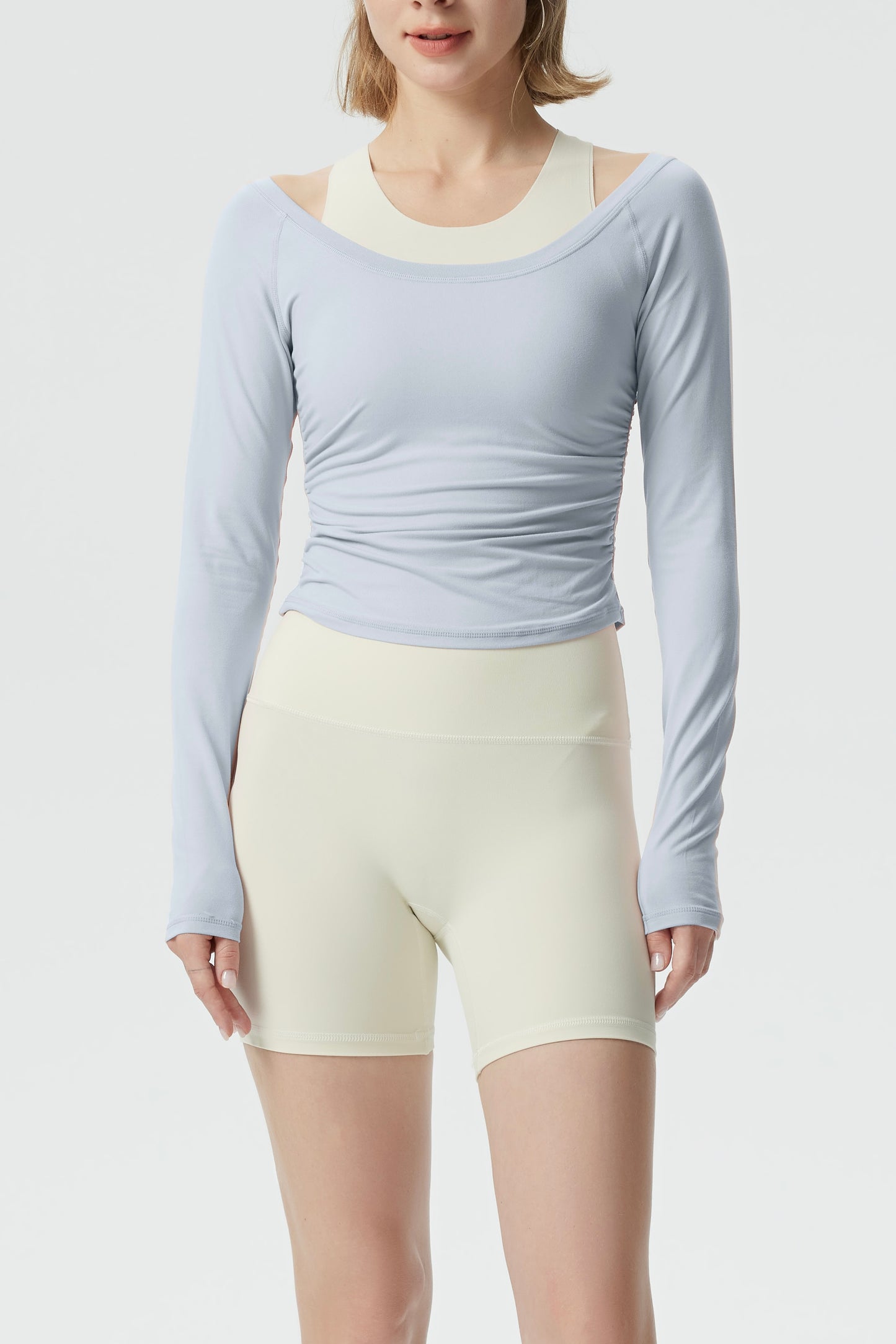 Cloudiness Skinny Tight YOGA Pleated Smock